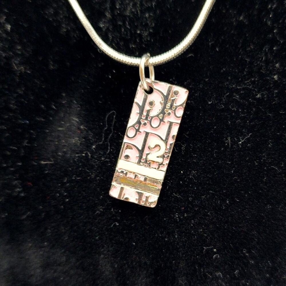 CHRISTIAN DIOR #2 Trotter Necklace Pink/Silver Tone Metal - Picture 8 of 9